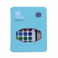 Acuarelas en Pastilla - Estuche de Lata Celeste (36 Colores)