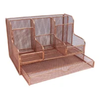 Organizador de Escritorio Metálico Rose Gold con Bandeja - 8 divisiones