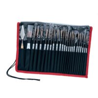 Pinceles Profesionales Gris Mix – Estuche Enrollable x 24 Piezas