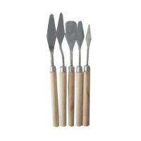 Set de 5 Espátulas de Acero Inoxidable para Pintura Artística - Mango de Madera