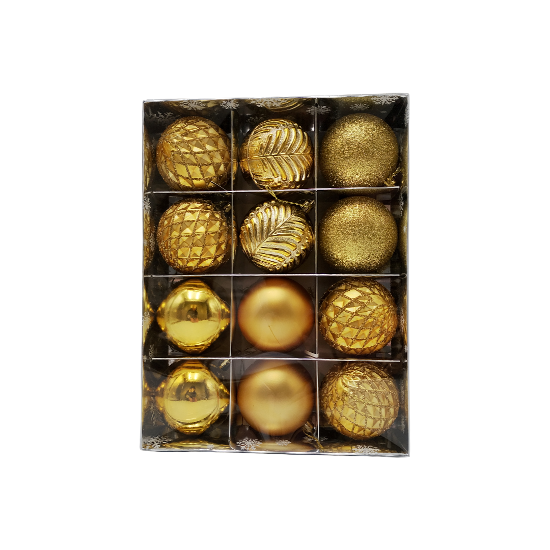 Bolas Navideñas Dorado - Set x 12 piezas (8 cm)