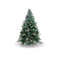 Árbol de Navidad Europeo Ciprés Nevado c/ Piñas y Frutos Rojos 2.10 m - Rama x Rama