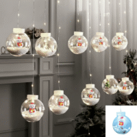Luz cascada bombilla c/muñeco y nieve 3 x 1 mt – Blanco