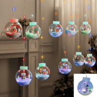 Luz cascada bombilla c/muñeco y nieve 3 x 1 mt - Multicolor