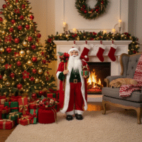 Muñeco Papá Noel Rojo c/Bolsa de Regalo 90 cm
