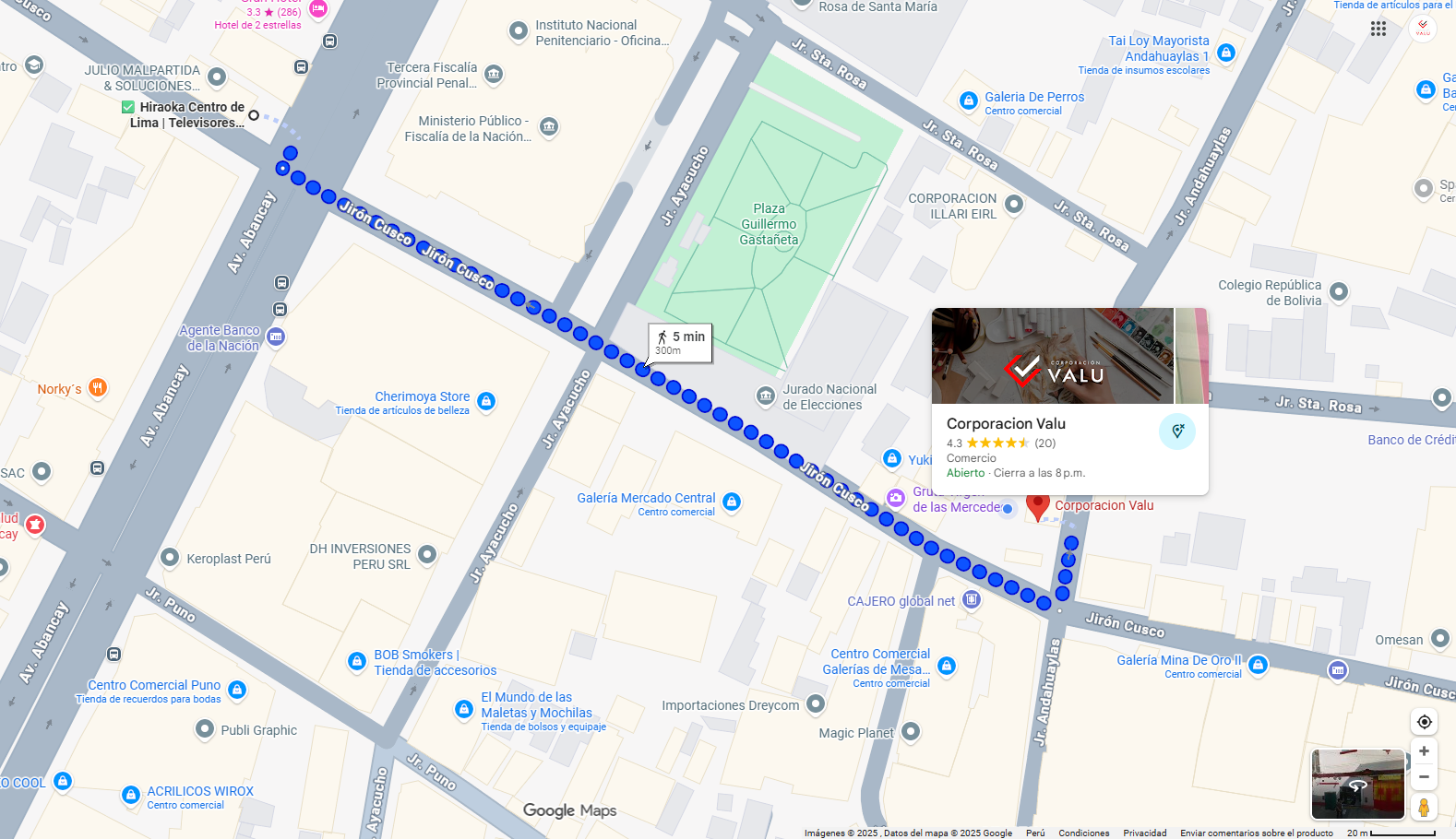 Ubicación Google Maps Corporación Valu