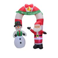 Inflable arco navideño diseño bastón de caramelo con santa y muñeco de nieve 2.40 mt