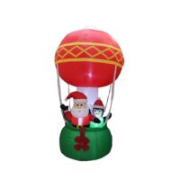 Inflable Duo navideño Papá Noel y pingüino en globo aerostático 2.40 mt
