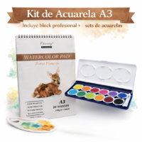 Kit Artístico Pro: Bloc Chivalry A3 + Set Acuarelas Kum (12 Colores)