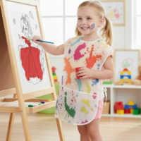 Kit de Pintura para Niños: Lienzo con diseño 25x30cm + Pinturas y Mandil multicolor