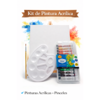 Kit de Pintura Completo: Lienzo cuadrado con Caballete 30x30 + Acrílicos (12 colores) + Paleta