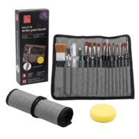 Set de Arte Premium: 15 Pinceles Profesionales + Espátula, Esponja y Estuche Organizador