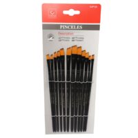Pinceles Biselado Punta Angular VALU Set x12 - Cerdas Sintéticas Premium