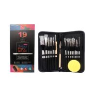 Set de Pinceles Profesionales VALU - Kit de 19 Piezas con Estuche Organizador, Espátula y Esponja