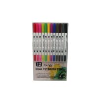 Plumones Doble Punta Pincel y Fina - Set de 12 Colores Acuarelables