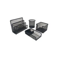 Set Organizador de Escritorio de Malla Metálica – Juego de 4 Piezas