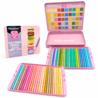 Set de Lápices de Colores Pastel Macaron 50 Piezas en Estuche Metálico