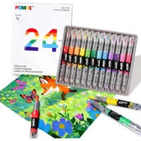 Plumones Acrílicos Doble Punta POMAC – Set x 24 Colores