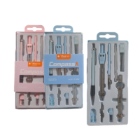 Set de Compás Técnico y Geometría Pastel (9 Piezas - Mini Fish)