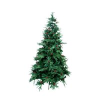 Árbol de Navidad Ciprés Europeo Doble Follaje con Piñas y Cerezas 2.10 mt